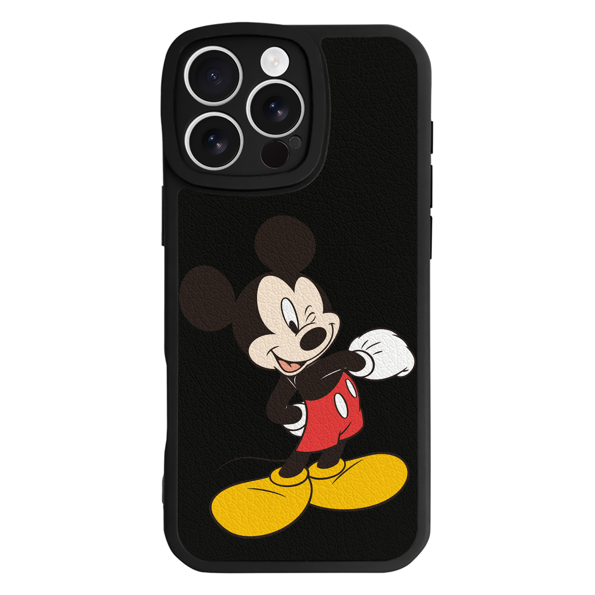 （画像用） ミッキーマウス Mickey Mouse 【iPhone 16シリーズ対応】シリコンスマホケース（レザー調） 材質：シリコン